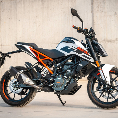 A motorcycle resting on its stand