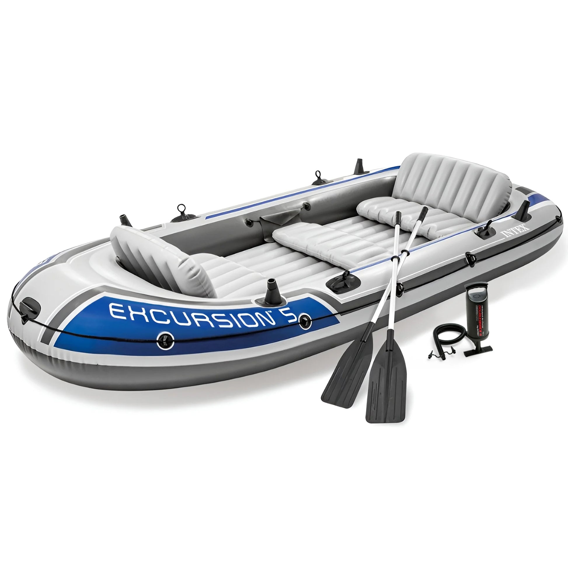 Excursion Inflatable 5 Person Water Fishing River Boat Raft Set Oars