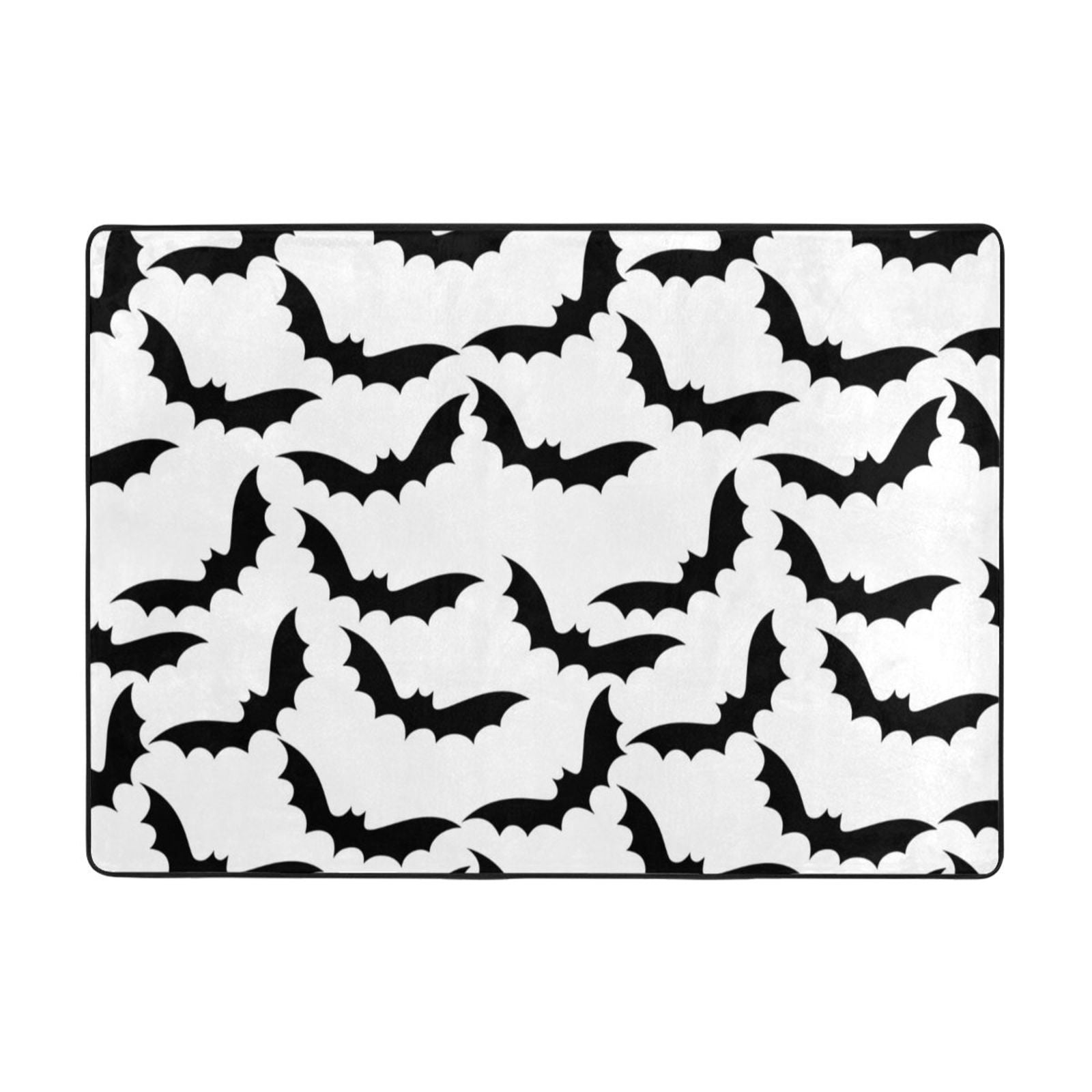 Area Rugs for Living Room Decor - Halloween Black Cool Bat Soft anti Slip Throw Washable Rugs 5X7 for Bedroom, Indoor Carpet for Bedroom Living Room 80X58In