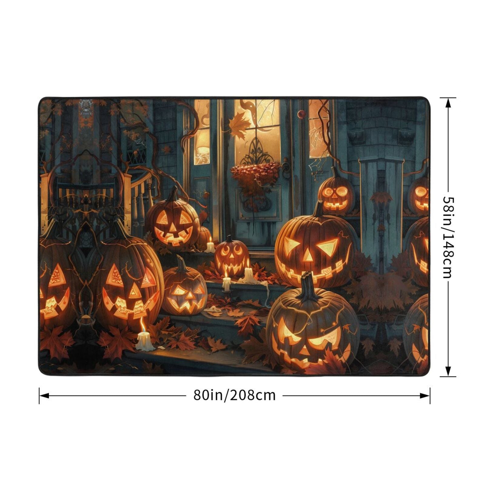 Area Rugs for Living Room Decor - Halloween Doorstep Pumpkin Soft anti Slip Throw Washable Rugs 5X7 for Bedroom, Indoor Carpet for Bedroom Living Room 80X58In