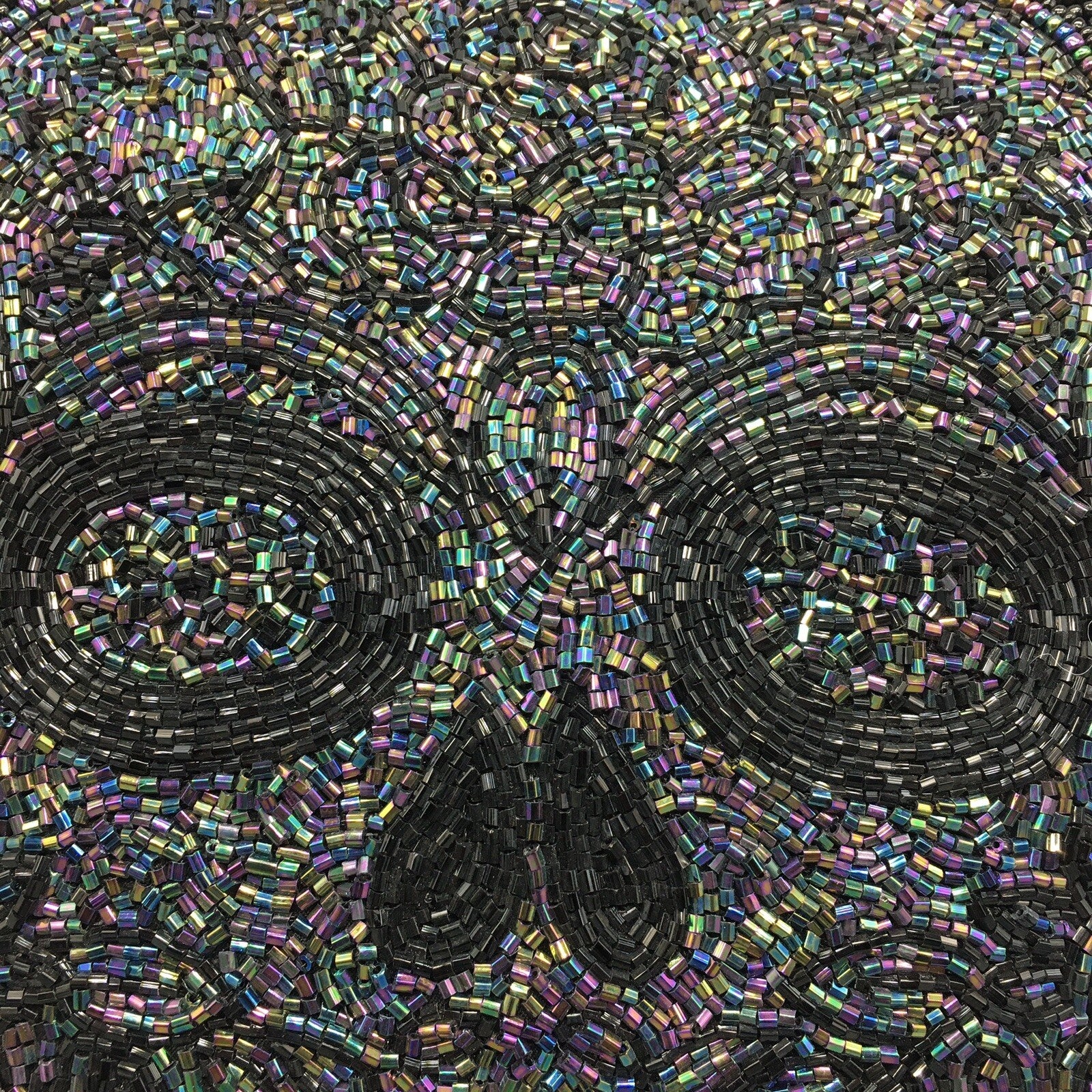 4 Halloween Iridescent Skull Black Beaded Throw Set Pillow Day of the Dead Decor