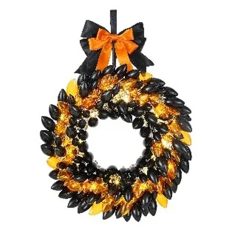 Decorative Retro Wreath, Black and Orange