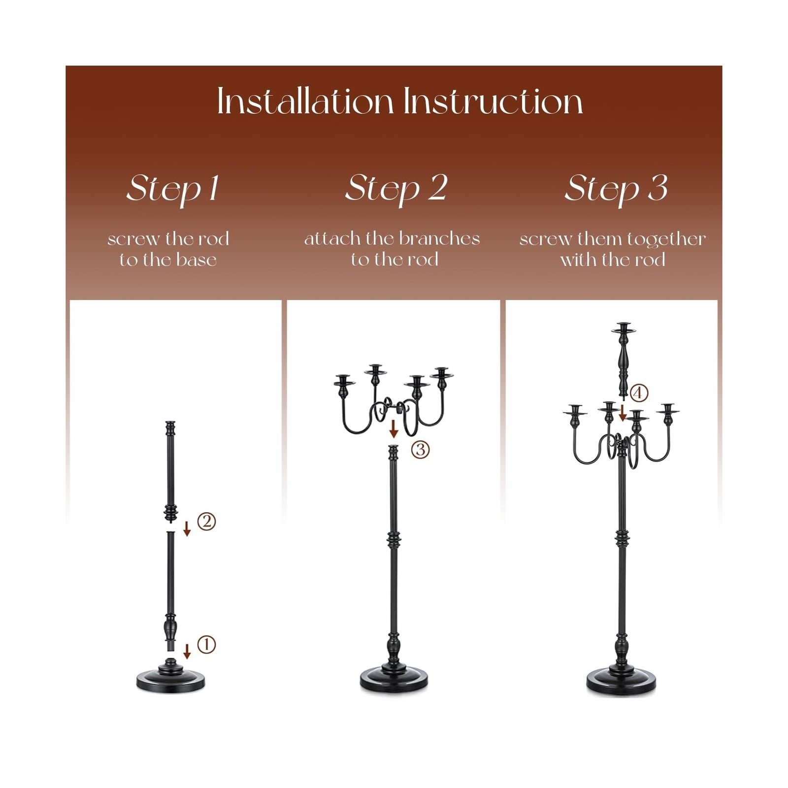 Floor Candelabra Candle Holder: Black Candelabras Set of 2 Halloween Decor 5 ...