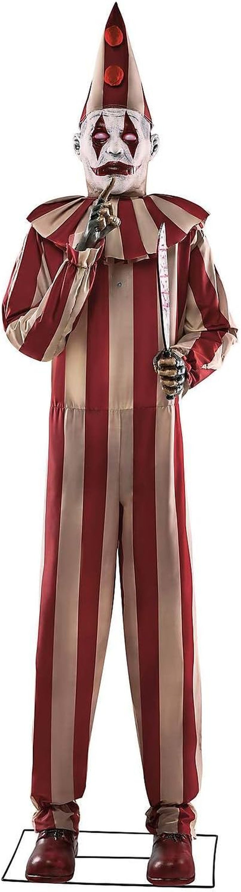 6 Ft 9 in Silent and Deadly Clown Halloween Animatronic Creepy Moving Talking