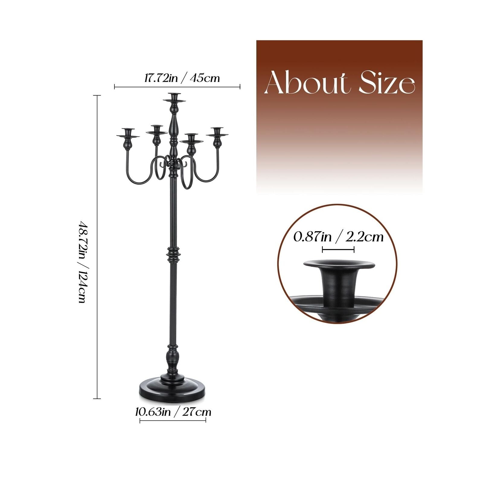 Floor Candelabra Candle Holder: Black Candelabras Set of 2 Halloween Decor 5 ...