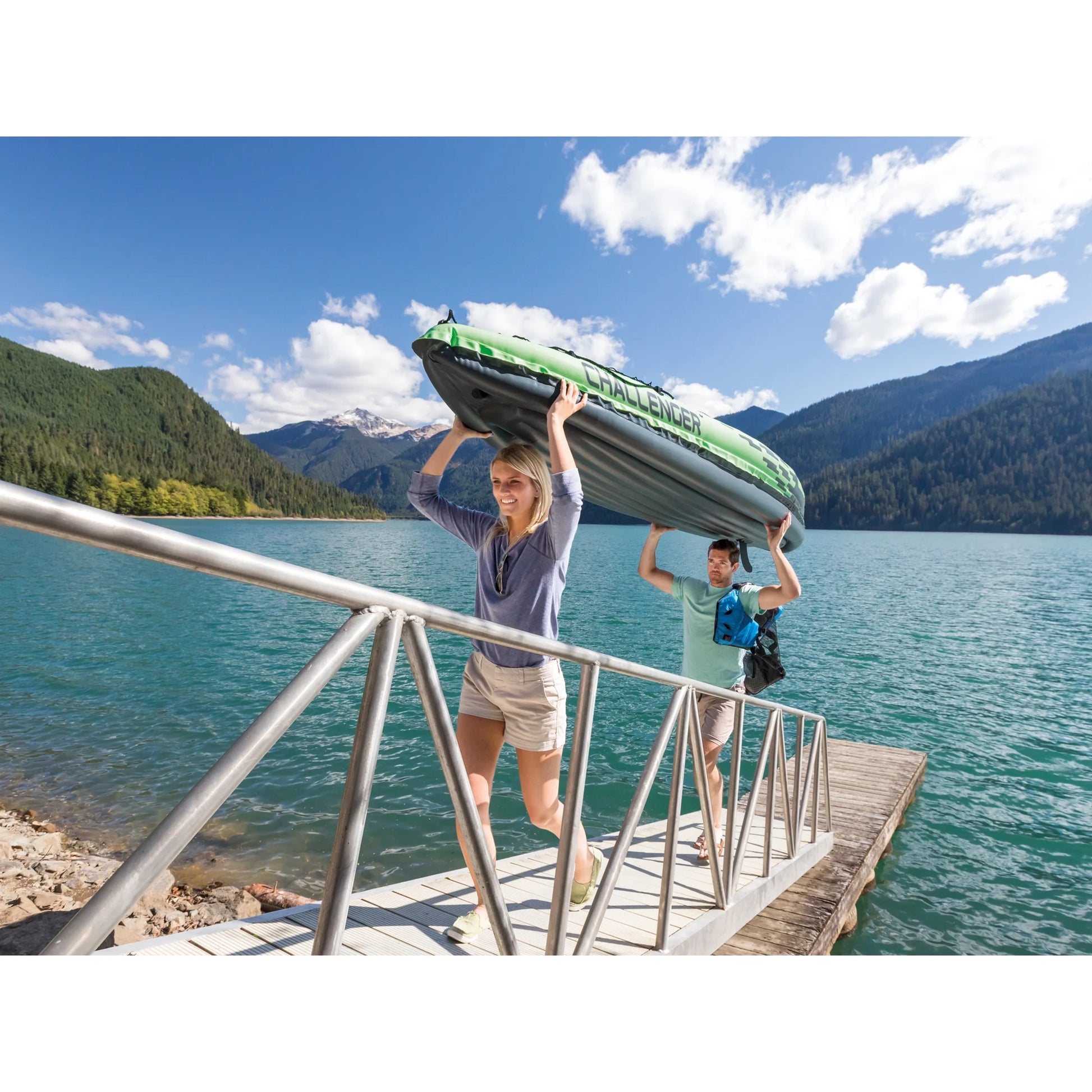 Challenger K2 2-Person Inflatable Kayak and Accessory Kit Oars & Pump