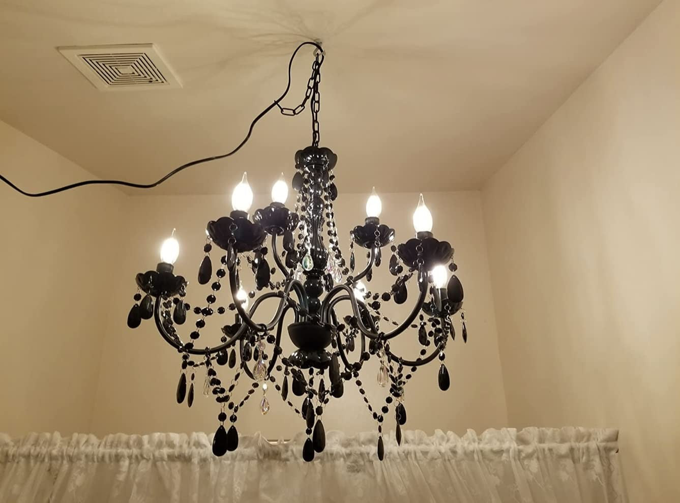 The Original Brink House Plug-In 9 Light Black Hanging Swag Chandelier H26”Xw...