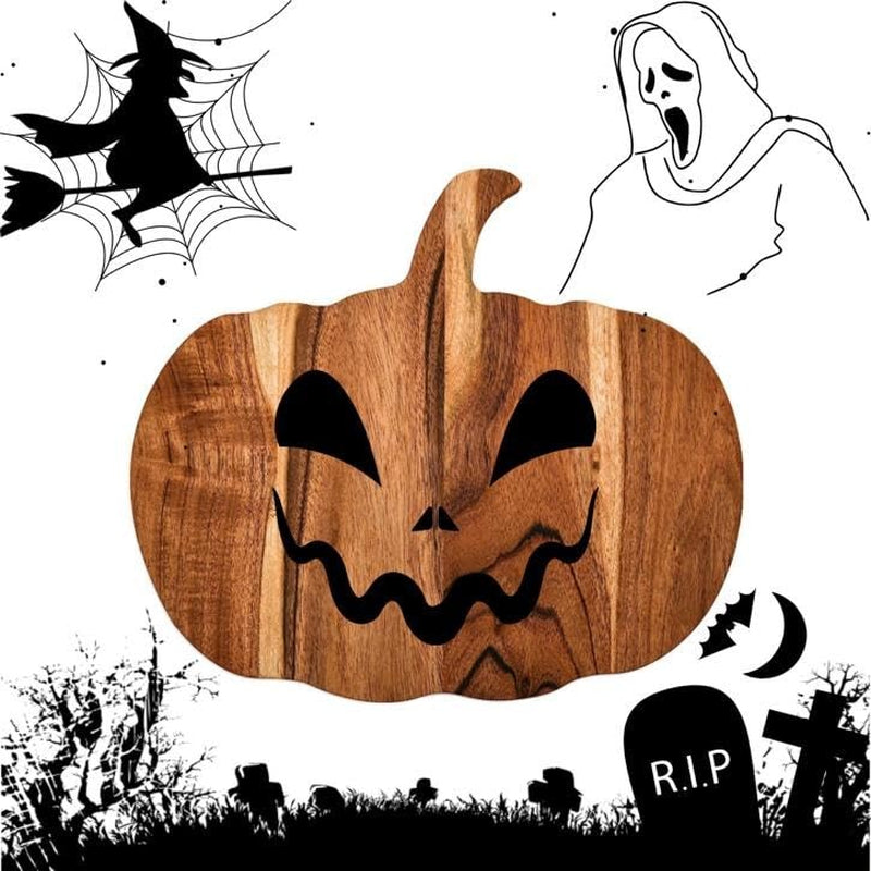 Halloween Pumpkin Shaped Wood Cutting Board for Kitchen Decoration, Gothic Cutt