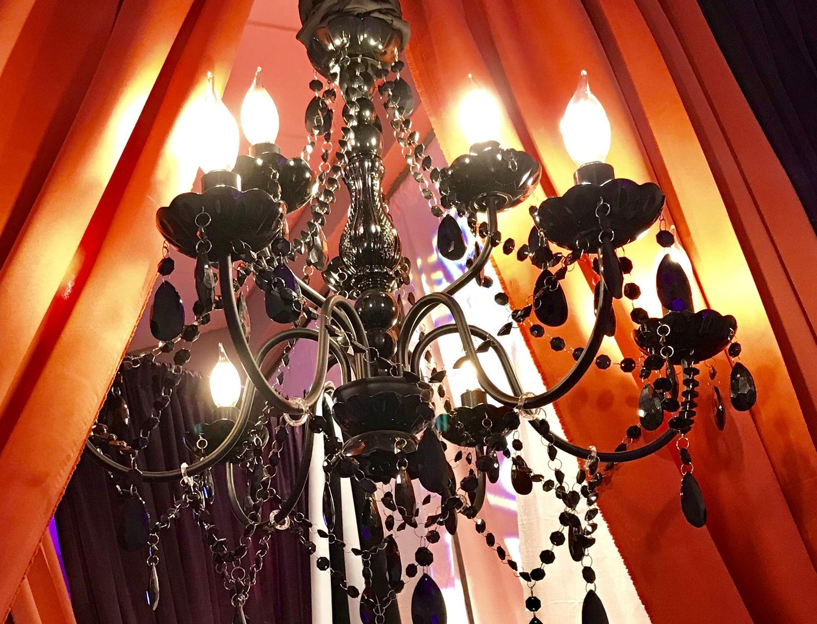 The Original Brink House Plug-In 9 Light Black Hanging Swag Chandelier H26”Xw...