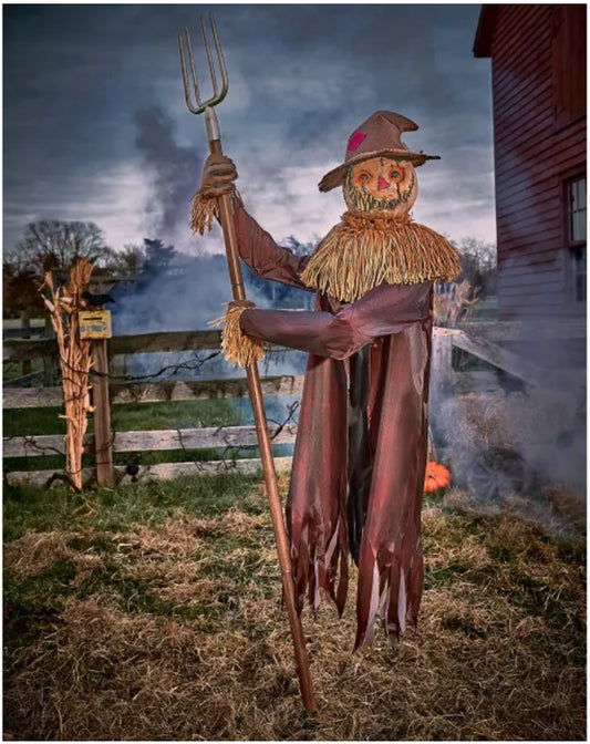 7 Ft 10 in Mack Straw Animatronic Scare Crow Halloween Animated Decoration