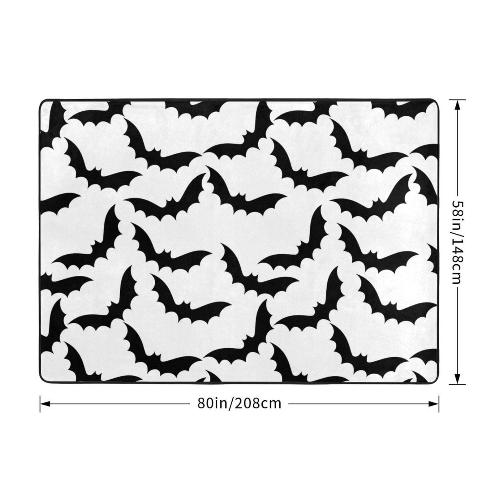 Area Rugs for Living Room Decor - Halloween Black Cool Bat Soft anti Slip Throw Washable Rugs 5X7 for Bedroom, Indoor Carpet for Bedroom Living Room 80X58In
