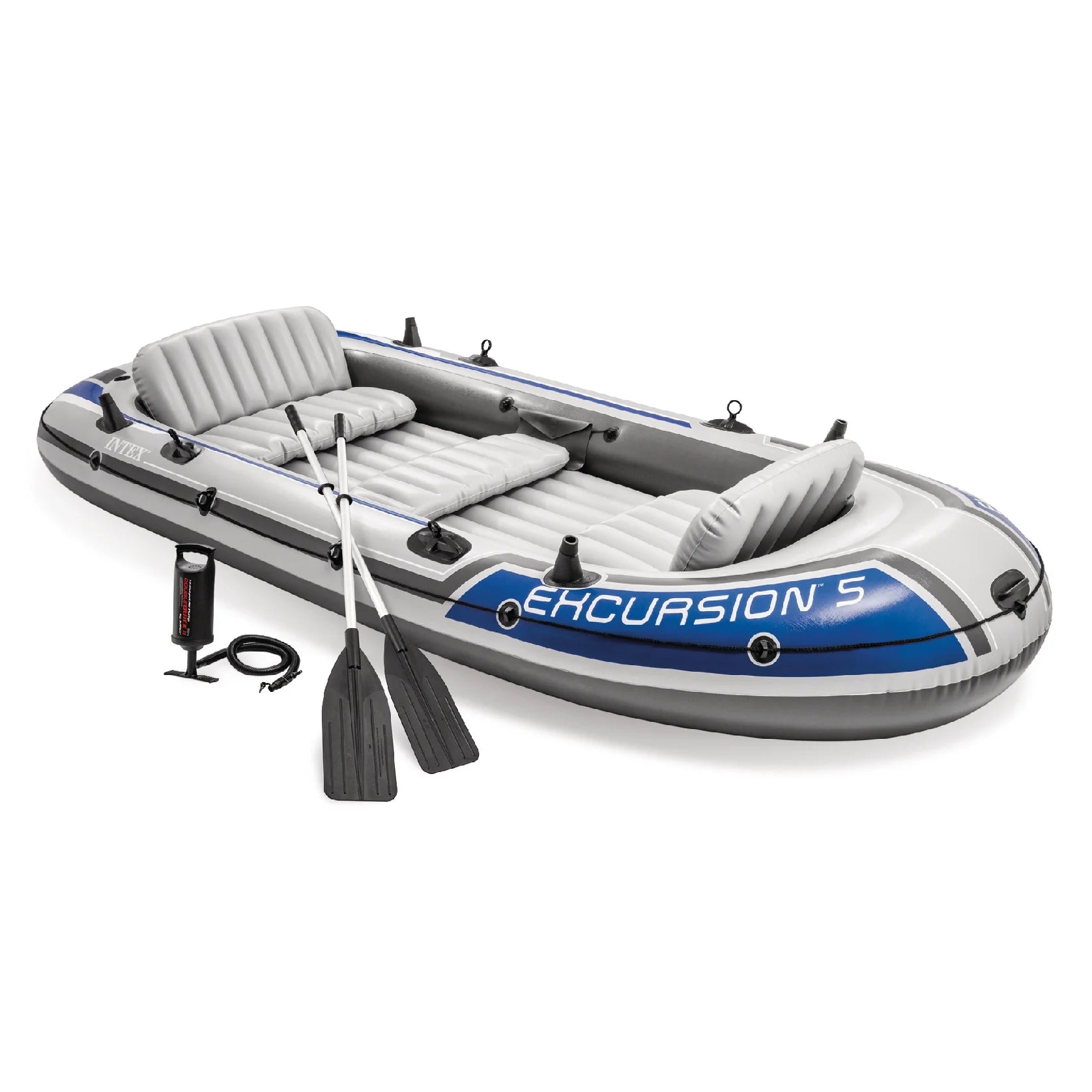 Excursion Inflatable 5 Person Water Fishing River Boat Raft Set Oars