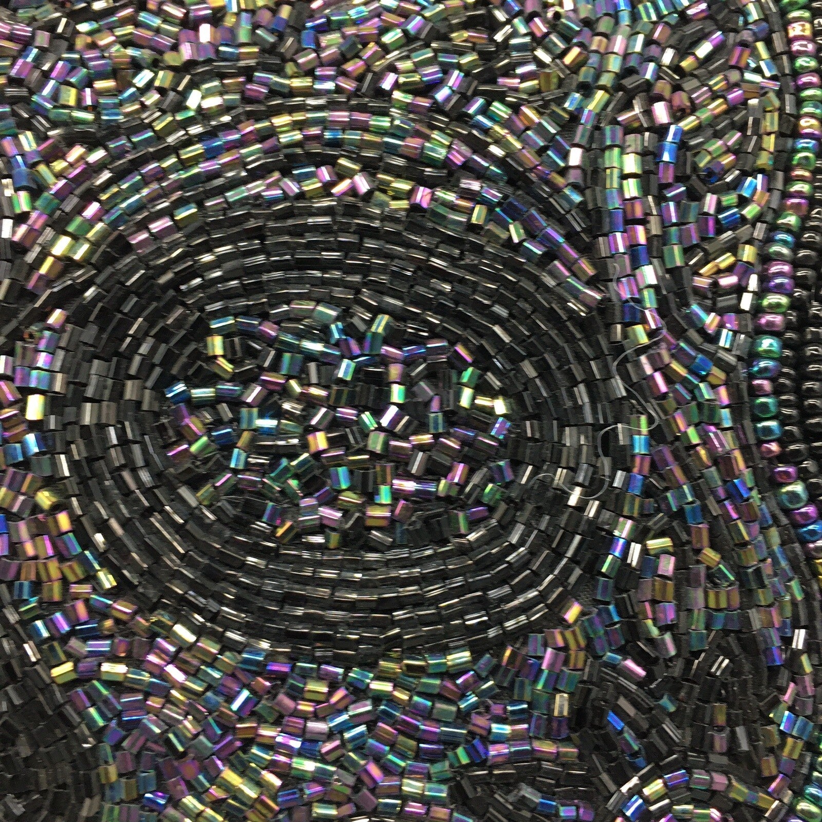 4 Halloween Iridescent Skull Black Beaded Throw Set Pillow Day of the Dead Decor