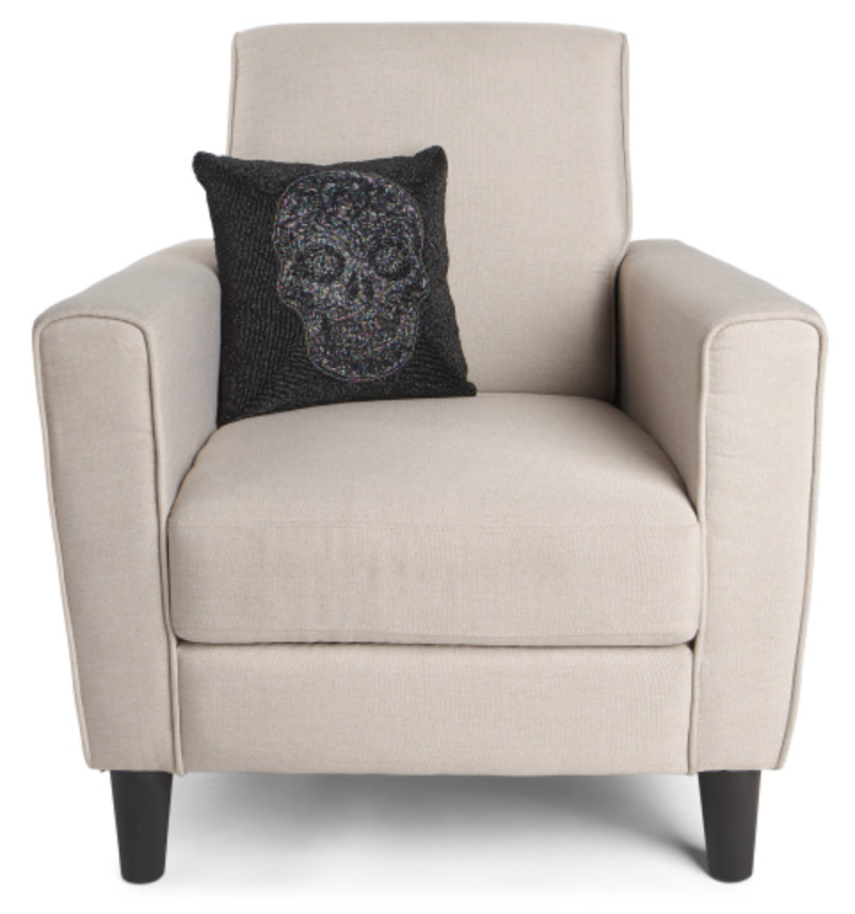 4 Halloween Iridescent Skull Black Beaded Throw Set Pillow Day of the Dead Decor