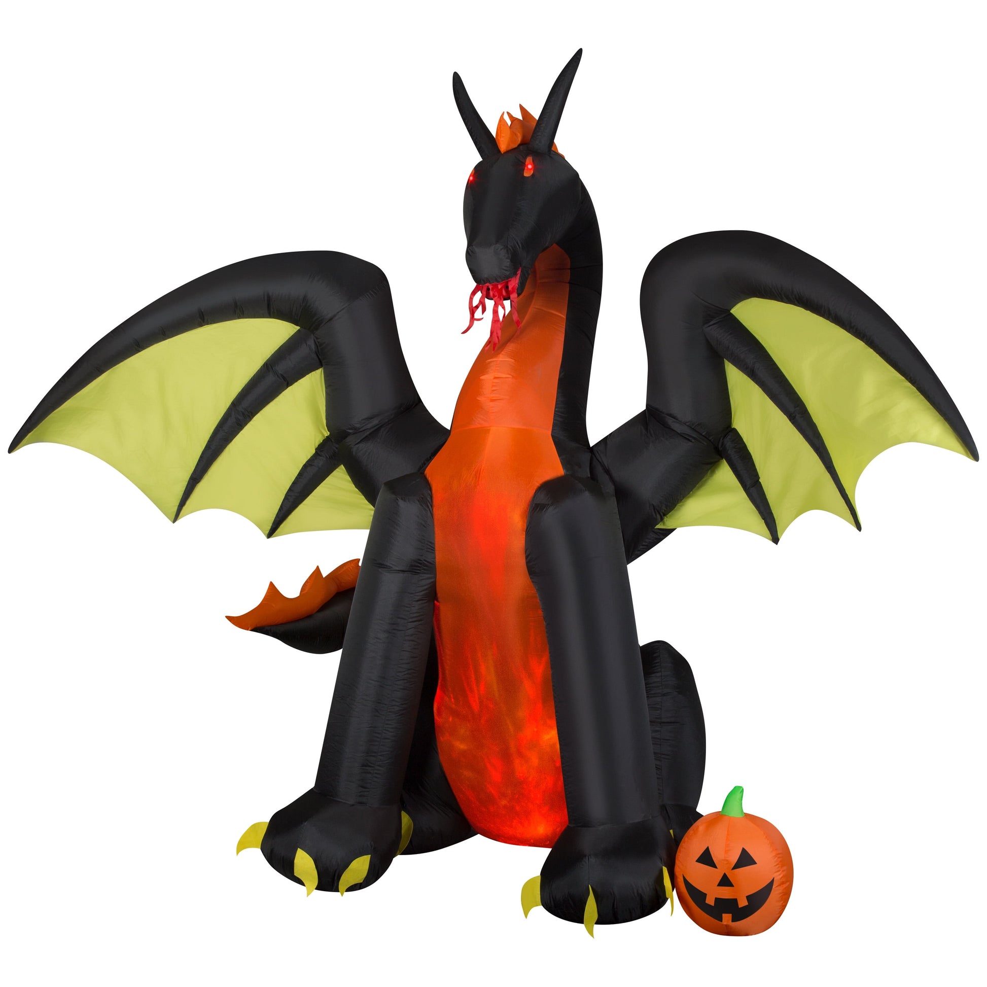 9FT Tall Animated Halloween Inflatable Dragon with Jack O' Lantern Pumpkin