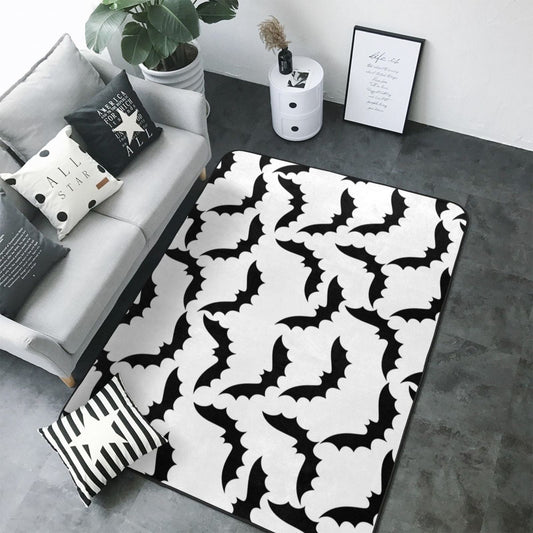 Area Rugs for Living Room Decor - Halloween Black Cool Bat Soft anti Slip Throw Washable Rugs 5X7 for Bedroom, Indoor Carpet for Bedroom Living Room 80X58In