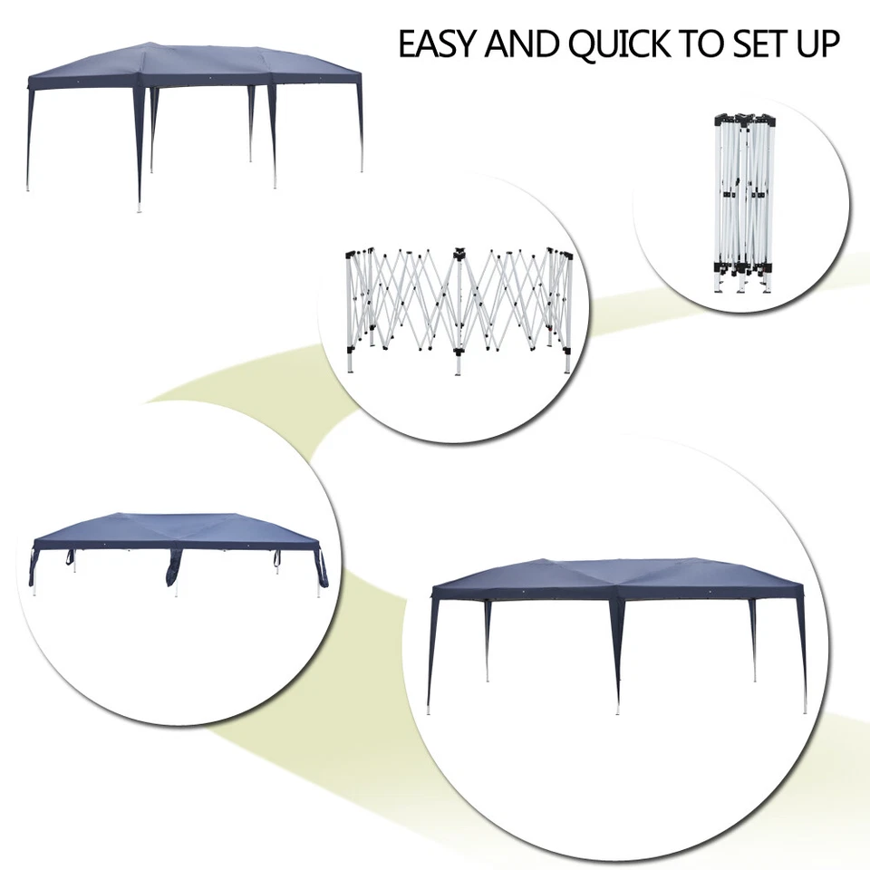 10 x 20 Canopy Easy Pop Up Tent Gazebo Outdoor Awning For Wedding|Party Outdoor Blue 10' x 20'