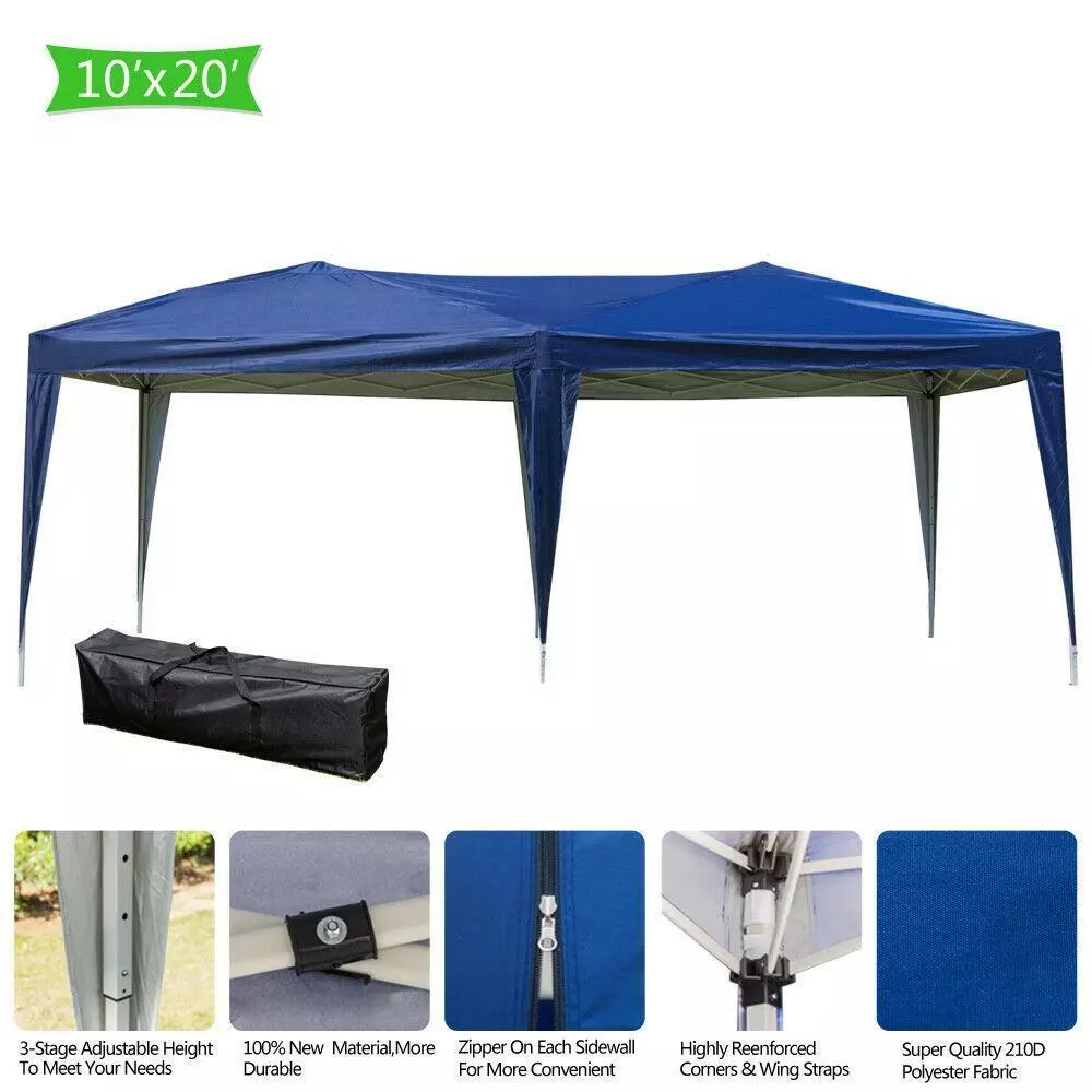 10 x 20 Canopy Easy Pop Up Tent Gazebo Outdoor Awning For Wedding|Party Outdoor Blue 10' x 20'