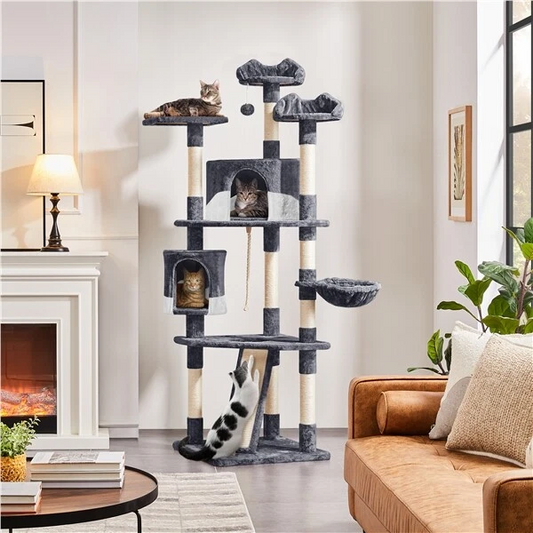 Modern Cat Tree Cat Tower For Large Cats Cat Condo Scratching Post Hammock 79"
