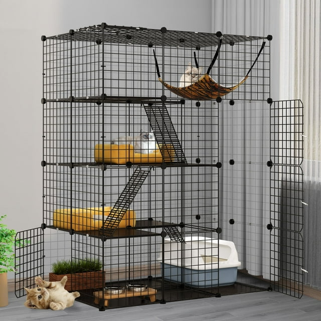 Cat Kitten Playpen Indoor/ Outdoor Also Suit Guinea Pig, Hampster Chinchilla 4-Tier Large Folding