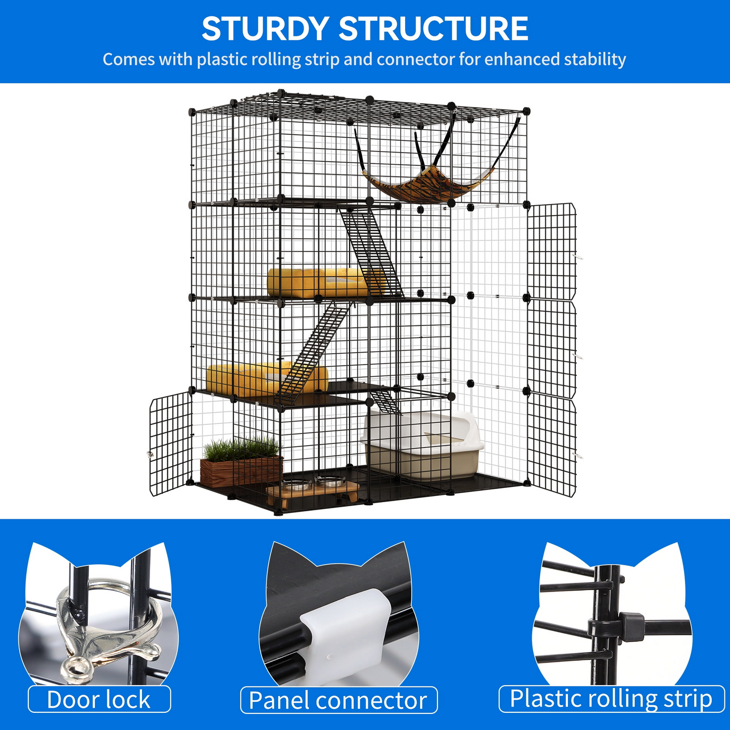 Cat Kitten Playpen Indoor/ Outdoor Also Suit Guinea Pig, Hampster Chinchilla 4-Tier Large Folding