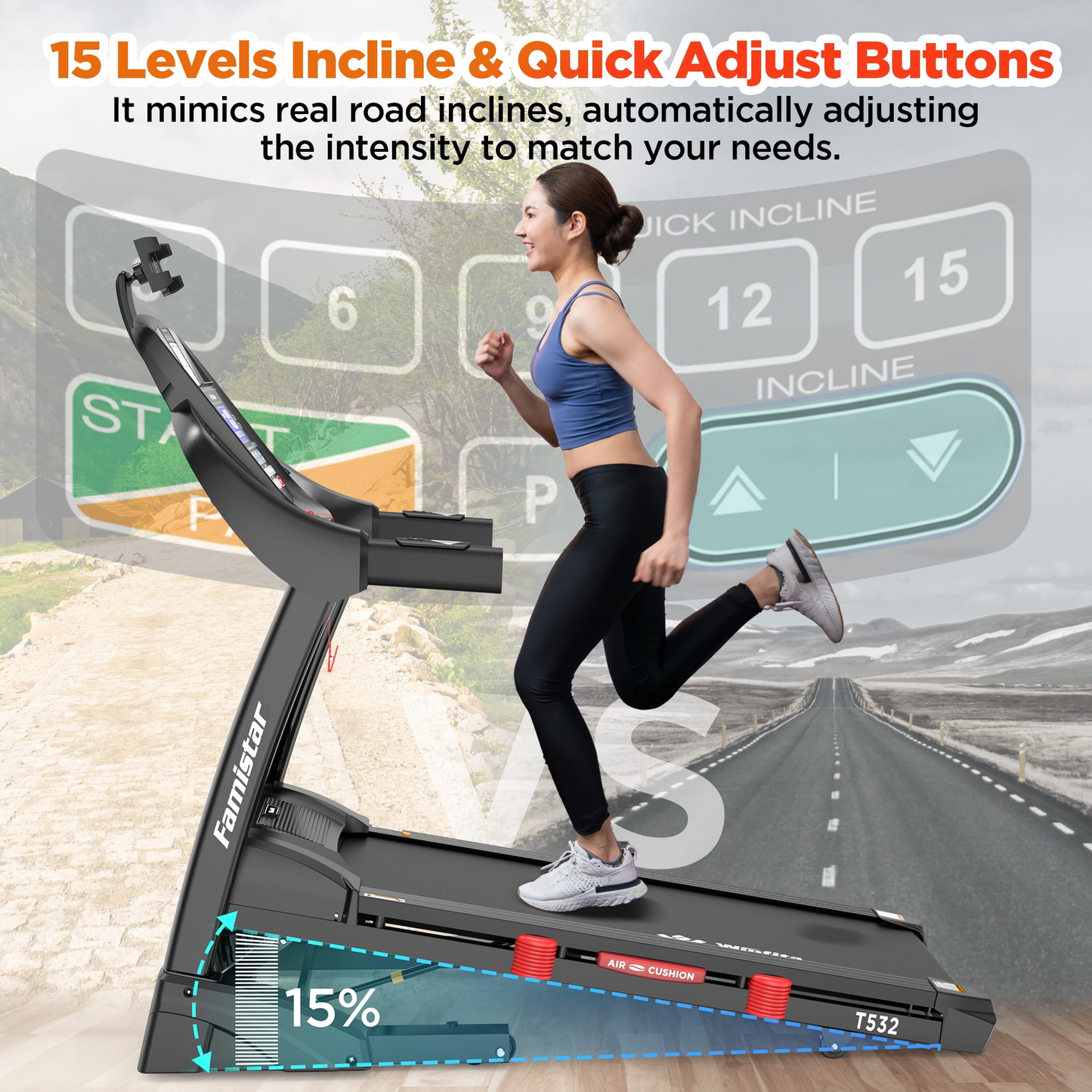 Treadmill With Incline Home Treadmill Heavy Duty Large Display