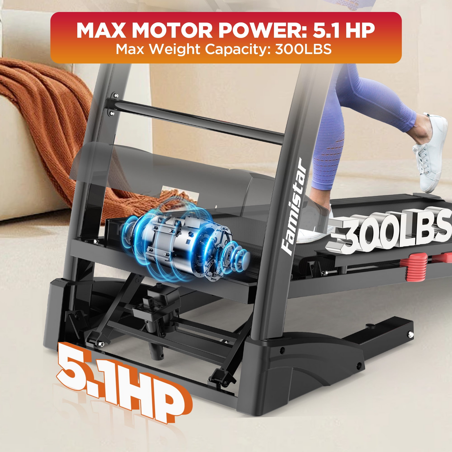 Treadmill With Incline Home Treadmill Heavy Duty Large Display