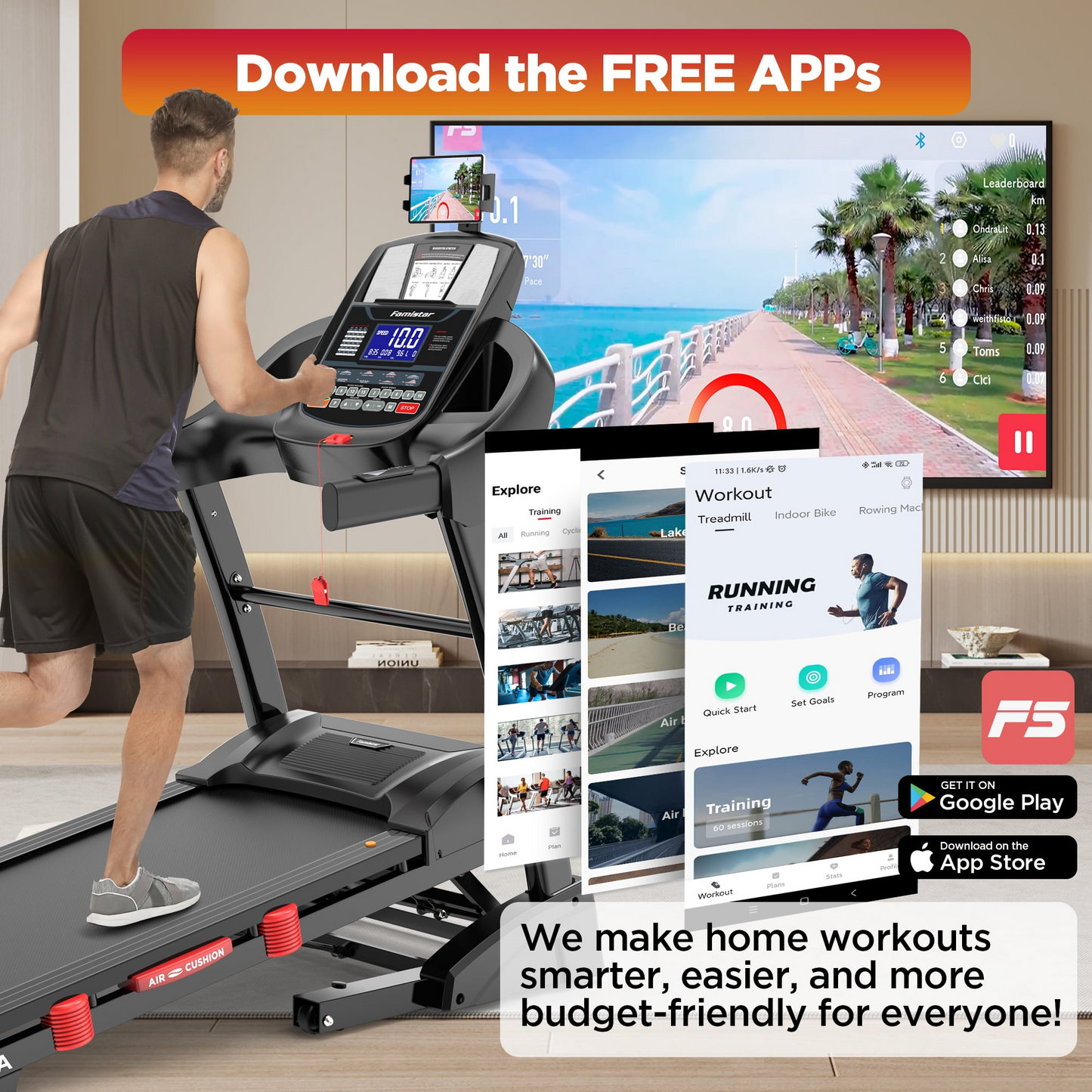 Treadmill With Incline Home Treadmill Heavy Duty Large Display