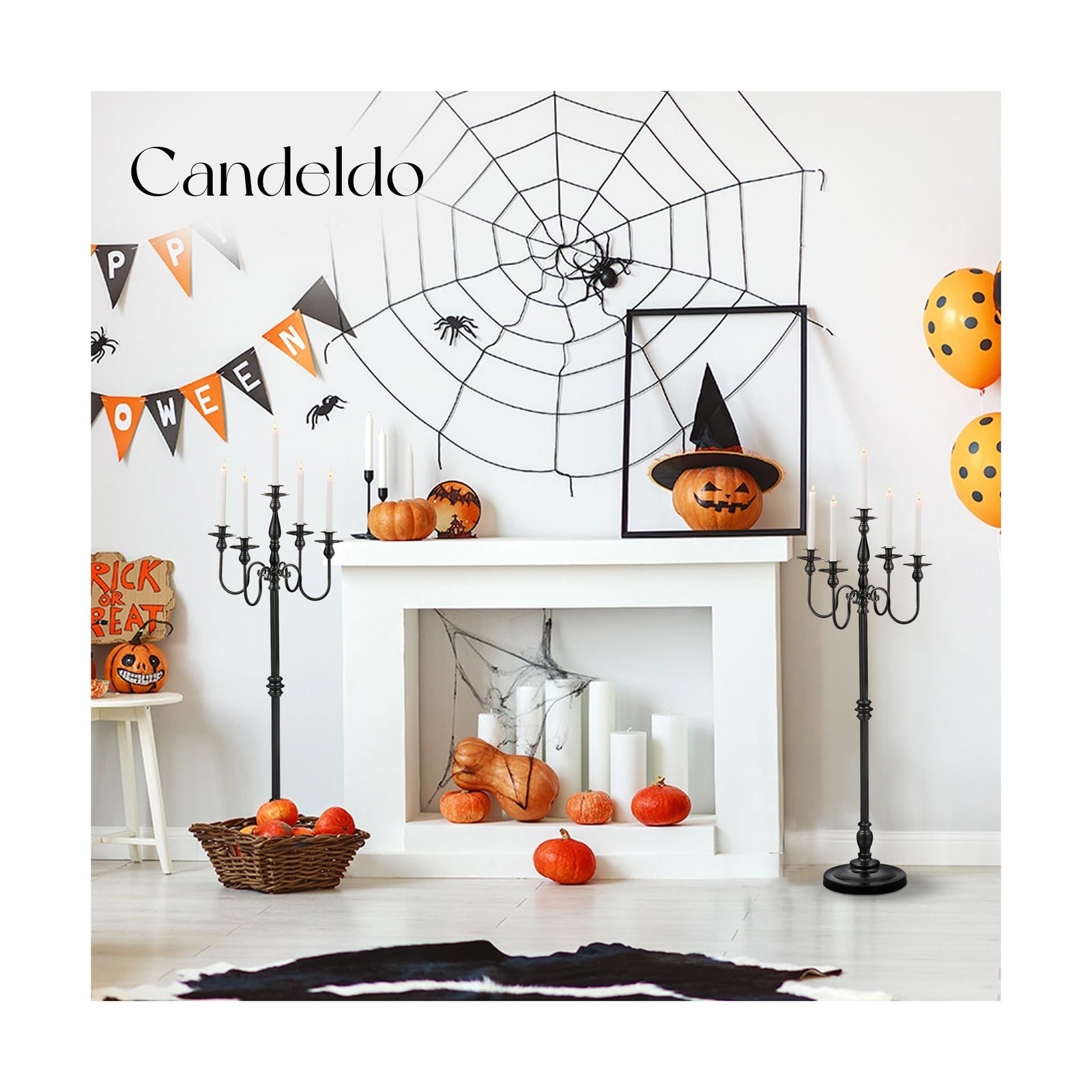Floor Candelabra Candle Holder: Black Candelabras Set of 2 Halloween Decor 5 ...