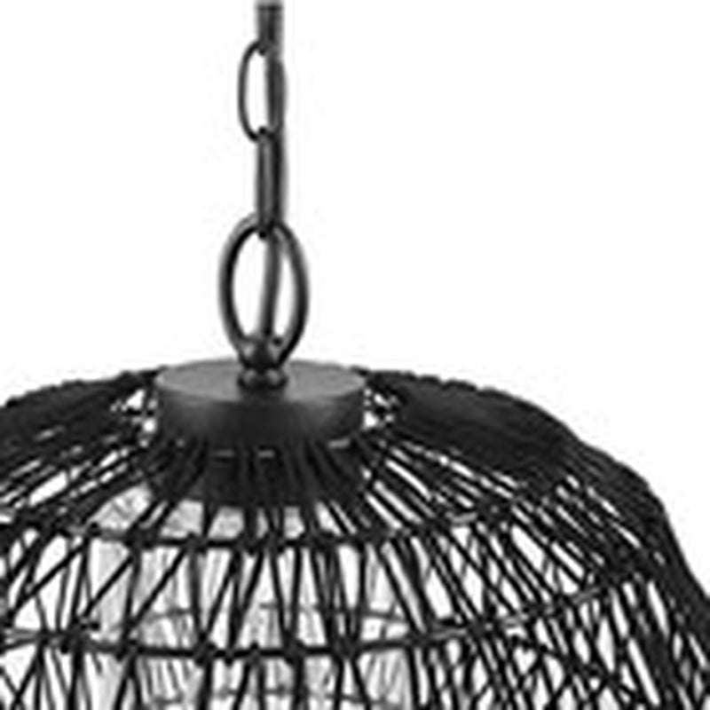 44759 1-Light Outdoor/Indoor Plug-In Pendant Light, Black Woven Diego (Black)