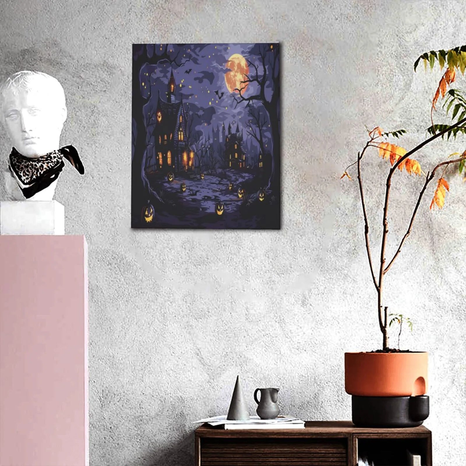 Mystery House Halloween Night Print Modern Canvas Wall Art Prints,Artwork Abstract Paintings,Canvas Decorative,Pictures on Canvas for Home Decorations,Wall Decor