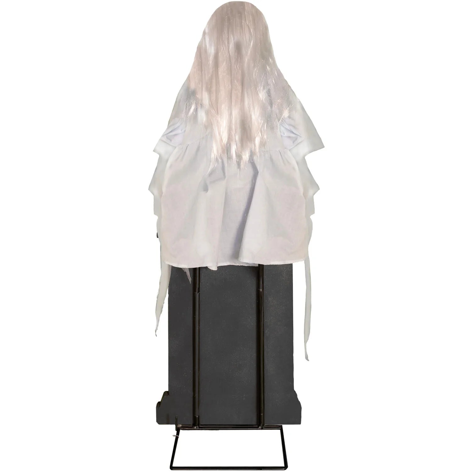Motion-Activated 4 Ft Sitting Tombstone Girl by Tekky, Premium Talking Halloween Animatronic, Outdoor/Indoor Plug-In or Battery, HHSTMBGRL-1FLSA