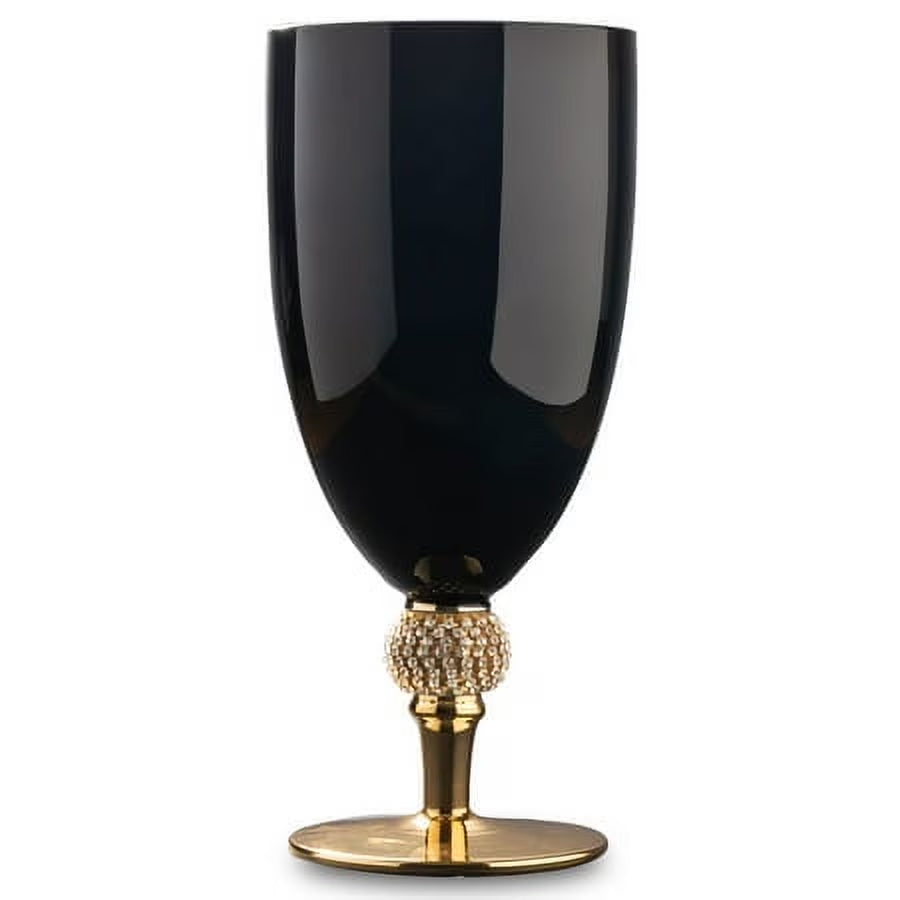 Dcor Black and Gold Wine Glass Goblets: 18 Oz. Wine Glass Dishwasher Safe 12 Drinking Glasses