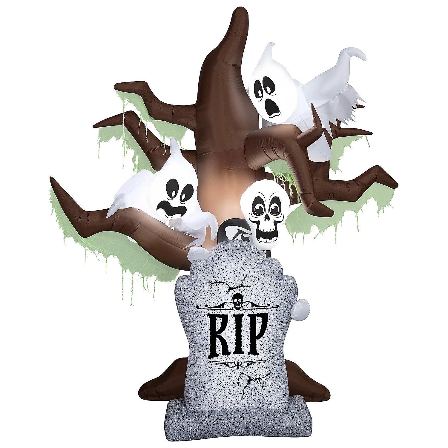8 Ft. Airblown<Sup>®</Sup> Blowup Inflatable Tombstone with Haunted Ghost Tree Shortcircuit™ Lightshow Halloween Outdoor Yard Decoration