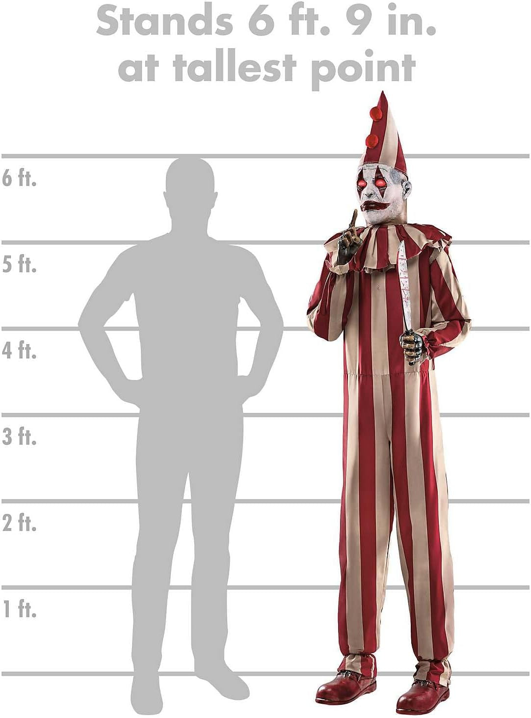 6 Ft 9 in Silent and Deadly Clown Halloween Animatronic Creepy Moving Talking