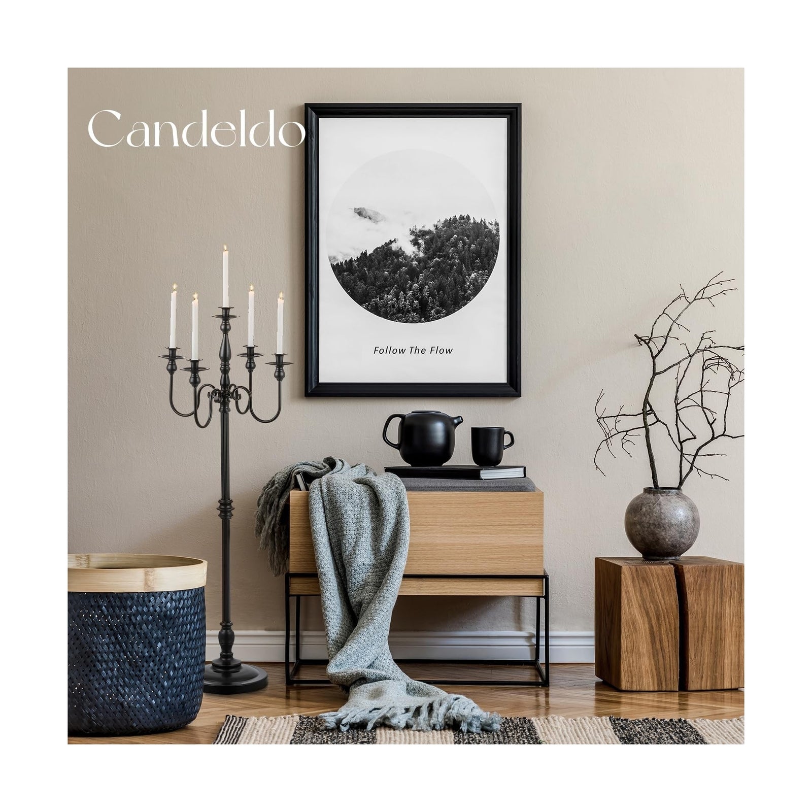 Floor Candelabra Candle Holder: Black Candelabras Set of 2 Halloween Decor 5 ...