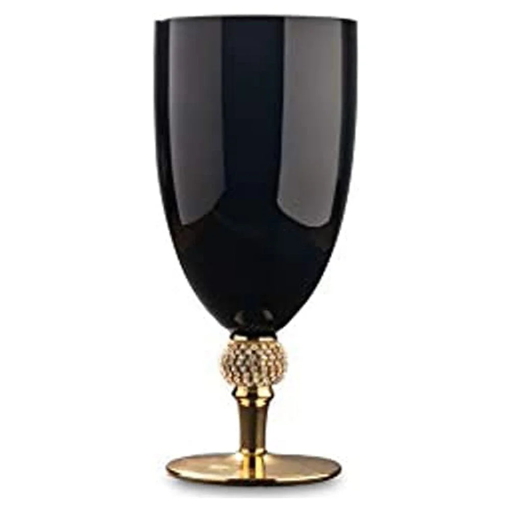 Dcor Black and Gold Wine Glass Goblets: 18 Oz. Wine Glass Dishwasher Safe 12 Drinking Glasses