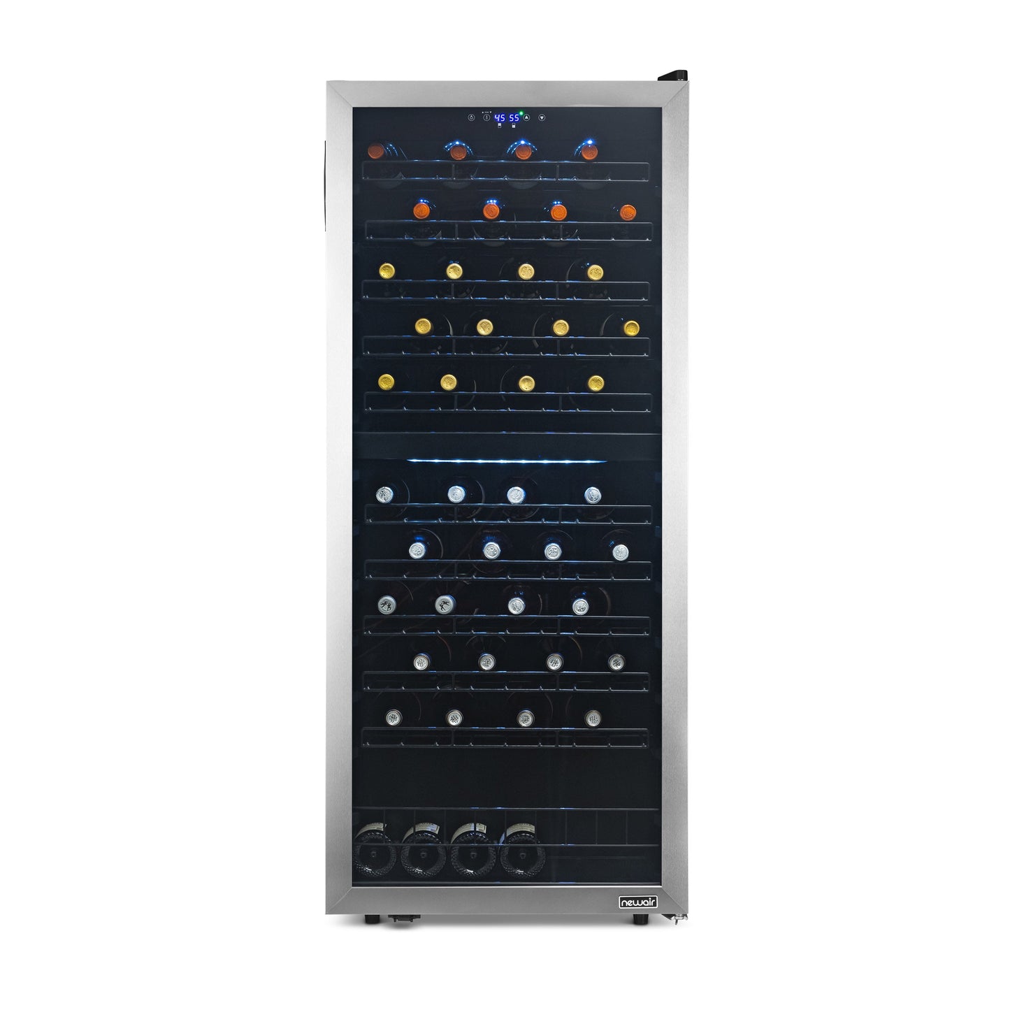 Freestanding Wine Refrigerator, 98 Bottle Dual Zone Compressor Wine Fridge in Stainless Steel