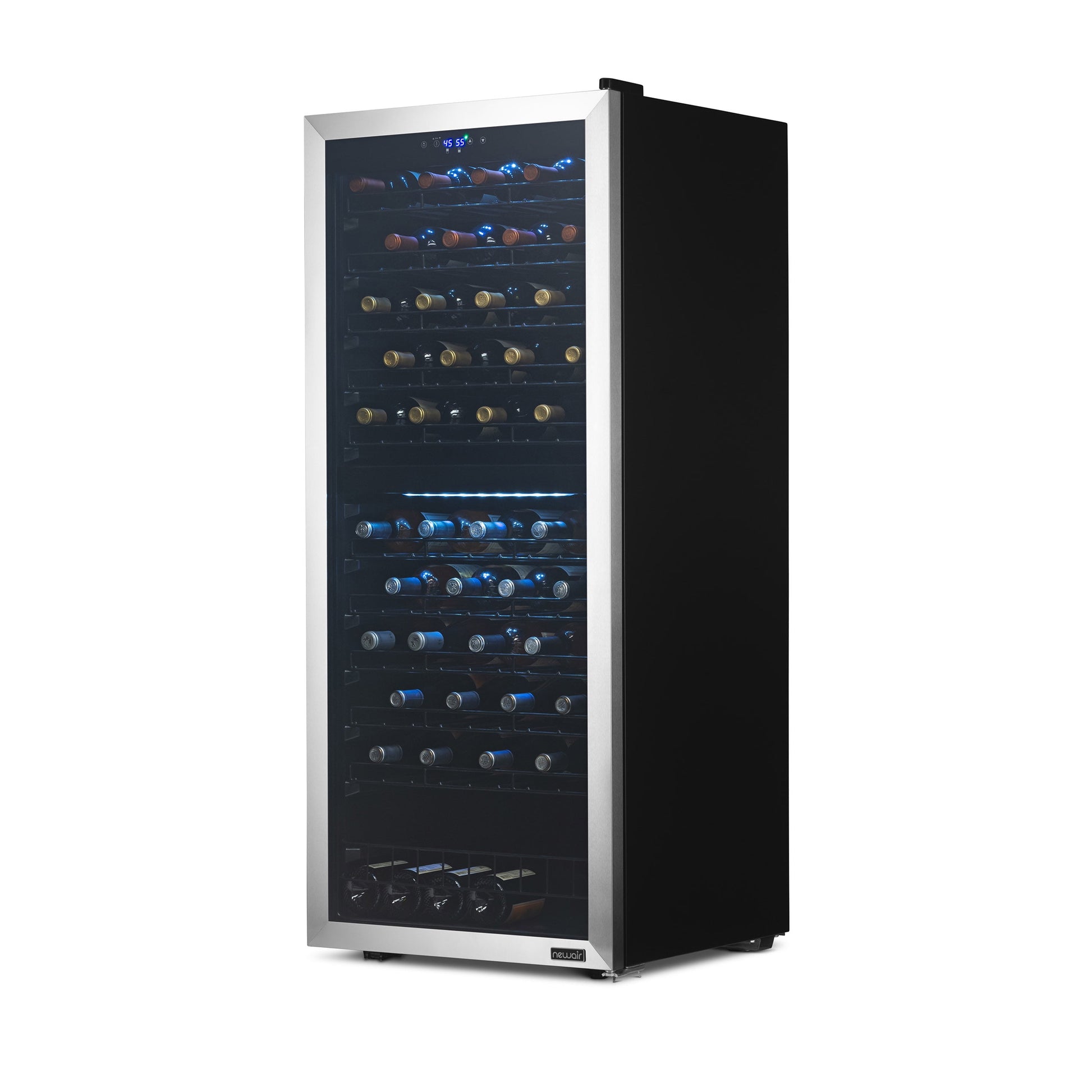 Freestanding Wine Refrigerator, 98 Bottle Dual Zone Compressor Wine Fridge in Stainless Steel