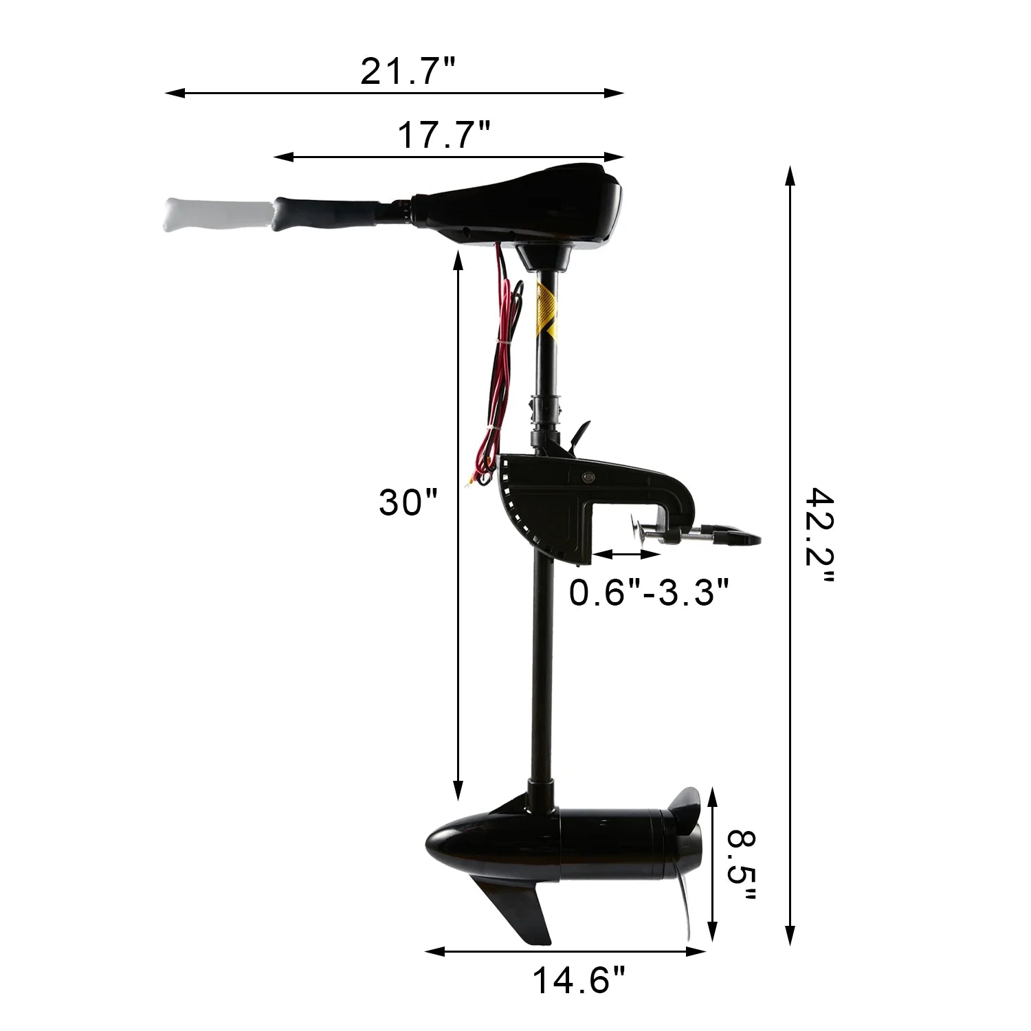 86 Lbs Thrust 8 Speed, Electric Outboard Trolling Motor with Adjustable Handle, Suitable for Saltwater and Freshwater Fishing Boats Stern Installation，24V 30" Shaft