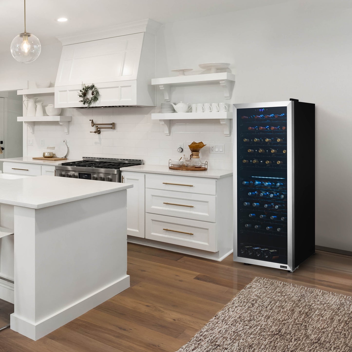 Freestanding Wine Refrigerator, 98 Bottle Dual Zone Compressor Wine Fridge in Stainless Steel