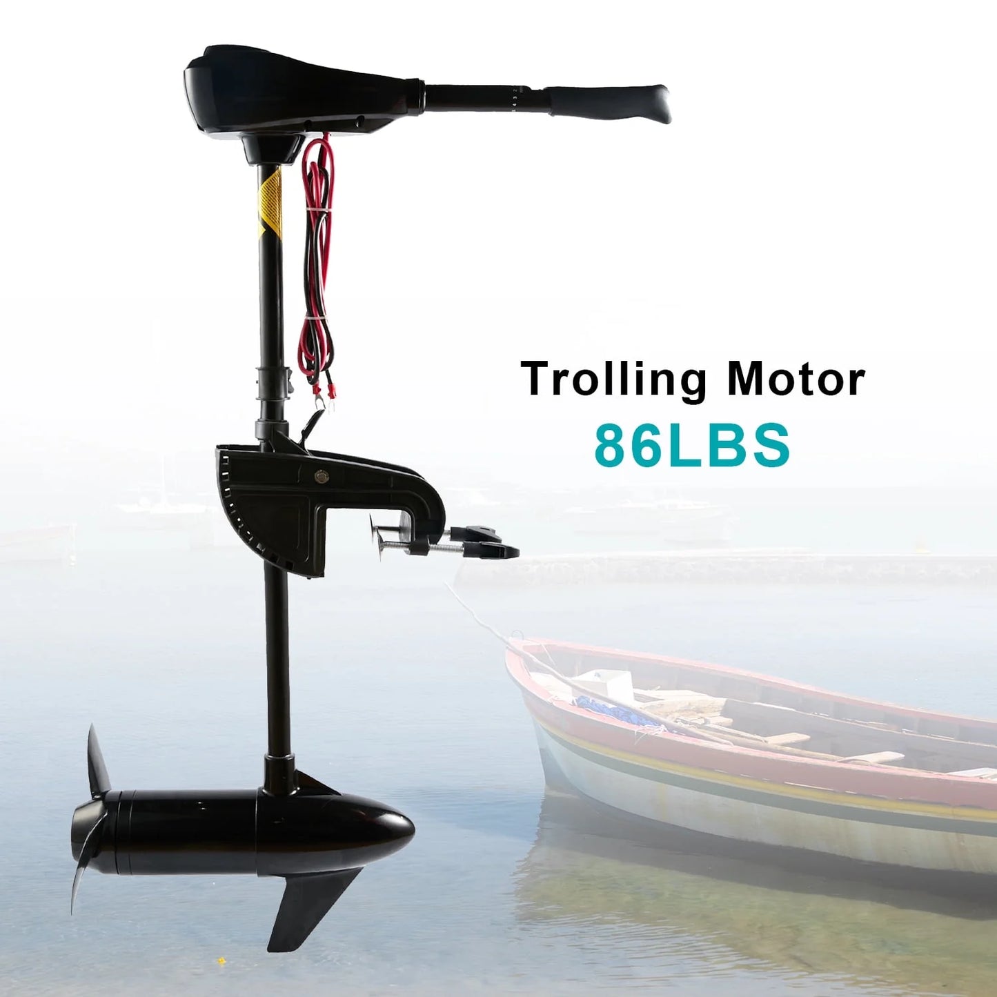 86 Lbs Thrust 8 Speed, Electric Outboard Trolling Motor with Adjustable Handle, Suitable for Saltwater and Freshwater Fishing Boats Stern Installation，24V 30" Shaft