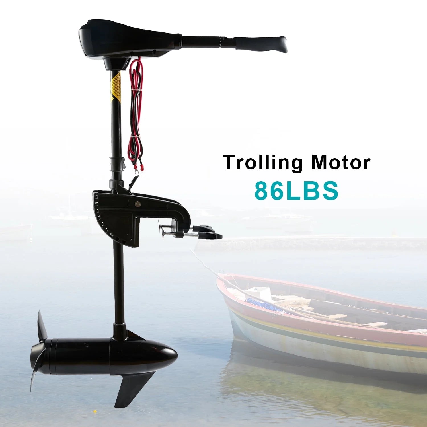 86 Lbs Thrust 8 Speed, Electric Outboard Trolling Motor with Adjustable Handle, Suitable for Saltwater and Freshwater Fishing Boats Stern Installation，24V 30" Shaft
