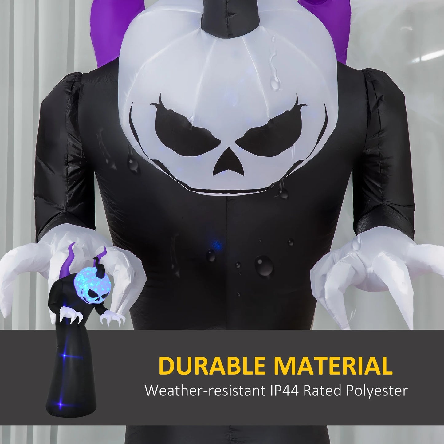 HOMCOM 7' Halloween Inflatables Outdoor Decorations Pumpkin Reaper Decoration, Ghost Blow up LED Yard Decor for Garden, Lawn, Party, Holiday, Waterproof