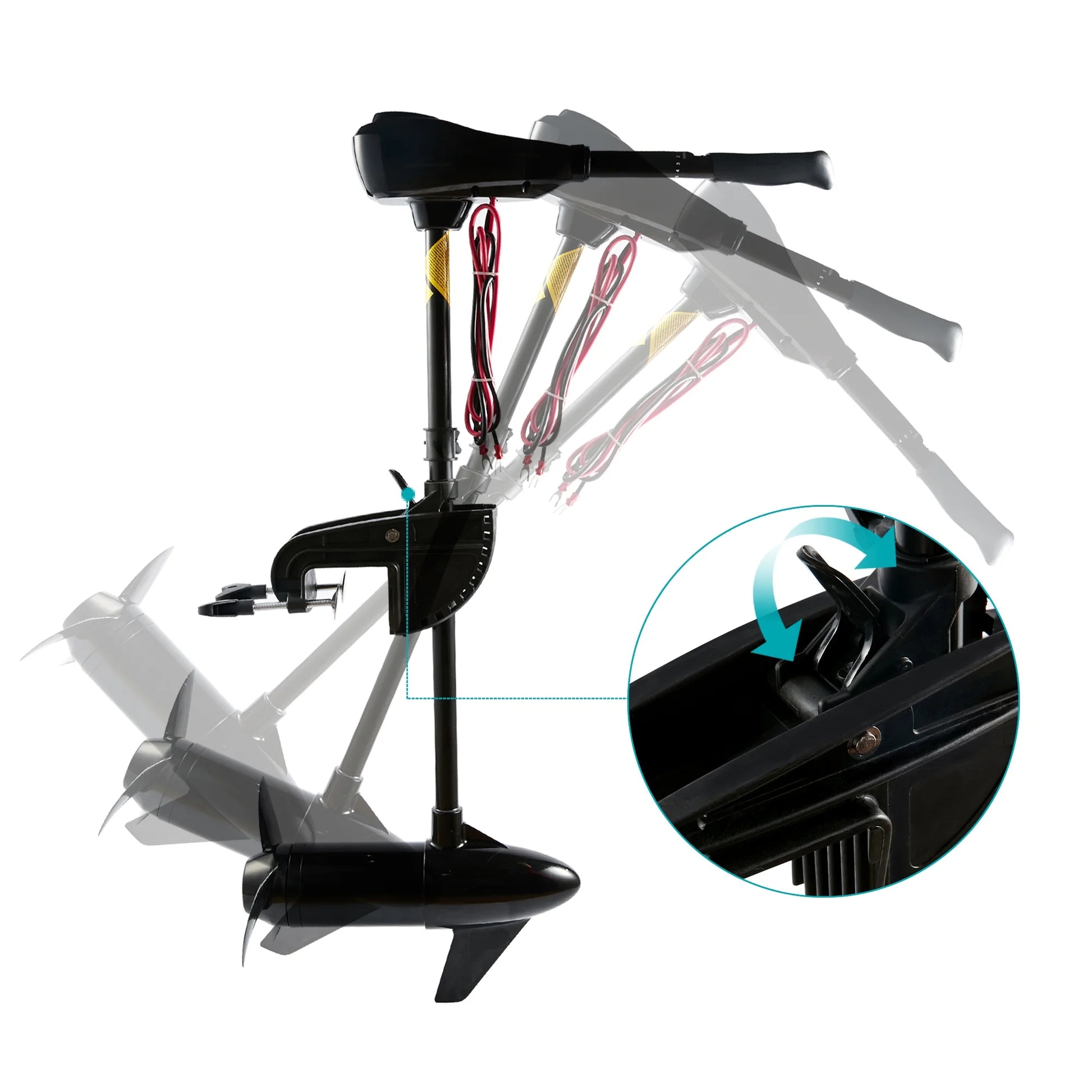 86 Lbs Thrust 8 Speed, Electric Outboard Trolling Motor with Adjustable Handle, Suitable for Saltwater and Freshwater Fishing Boats Stern Installation，24V 30" Shaft