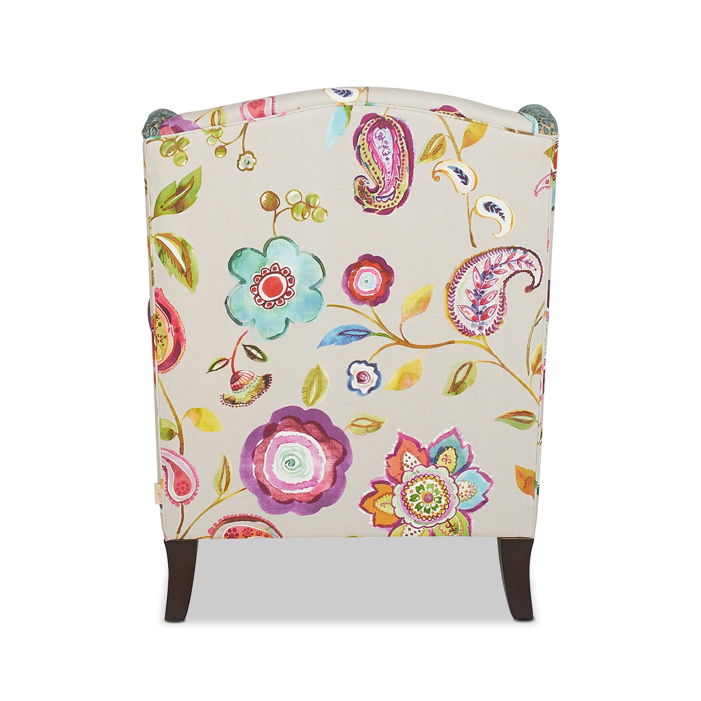 Wingback Accent Arm Chair Floral Patchwork Fabric