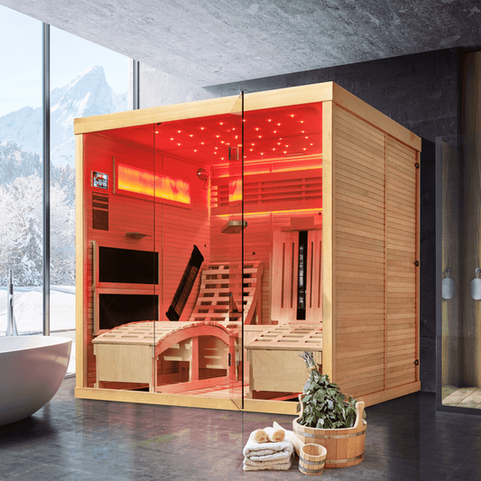 Luxurious Home Infrared Sauna With 2 Recliner Beds Himalayan Salt Brick Therapy & Oxygen Bar