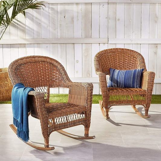 Patio Rocker Chair Furniture 3 Piece Set  Resin Wicker