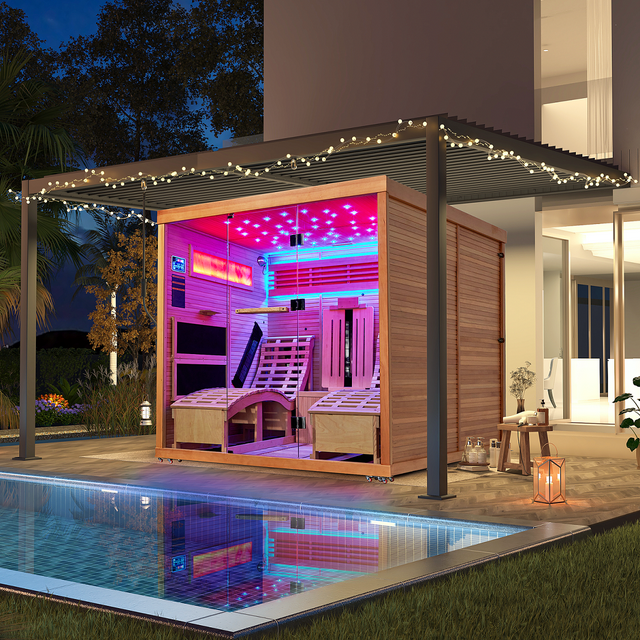 Luxurious Home Infrared Sauna With 2 Recliner Beds Himalayan Salt Brick Therapy & Oxygen Bar