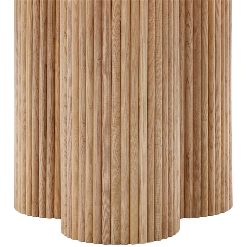 Round Modern Dining Table Solid Wood Fluted Pedestal Base 60 Inch